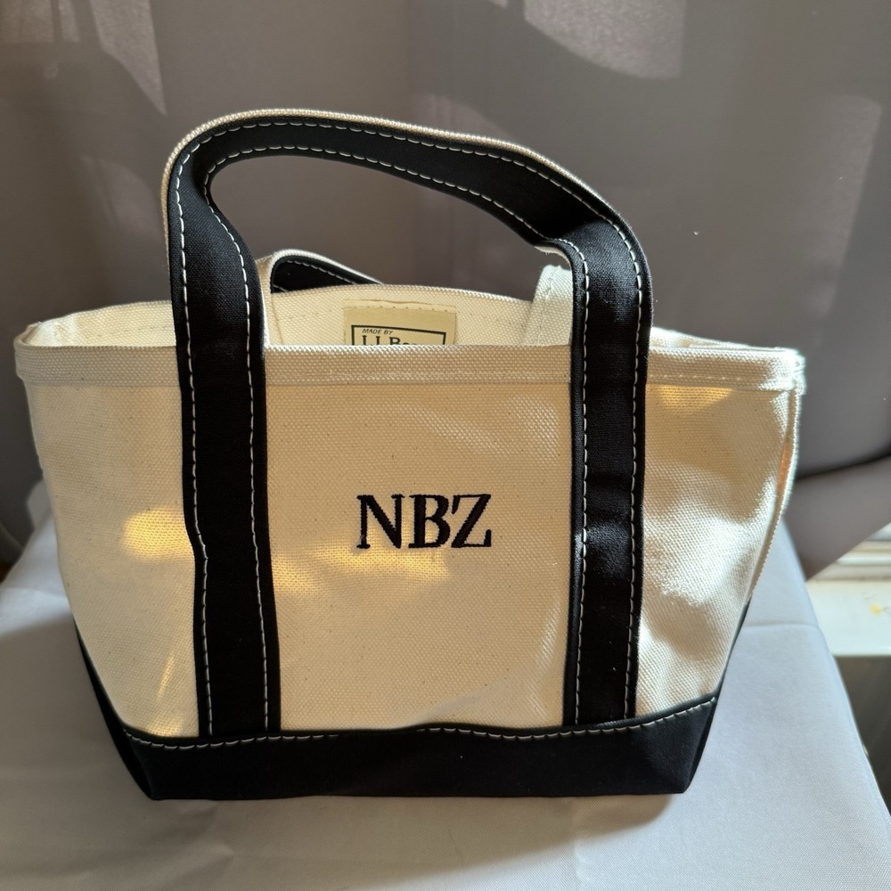 L.L. Bean Canvas Tote in Cream and Black